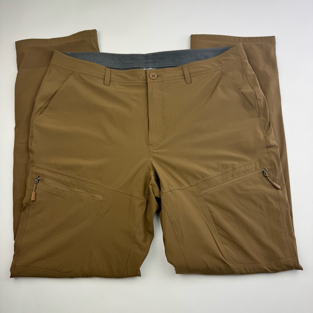 Eddie Bauer Fleece Lined Hiking Pants Brown Zip Pockets Women’s 14
